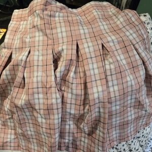 Pink Plaid Pleated Mini Skirt